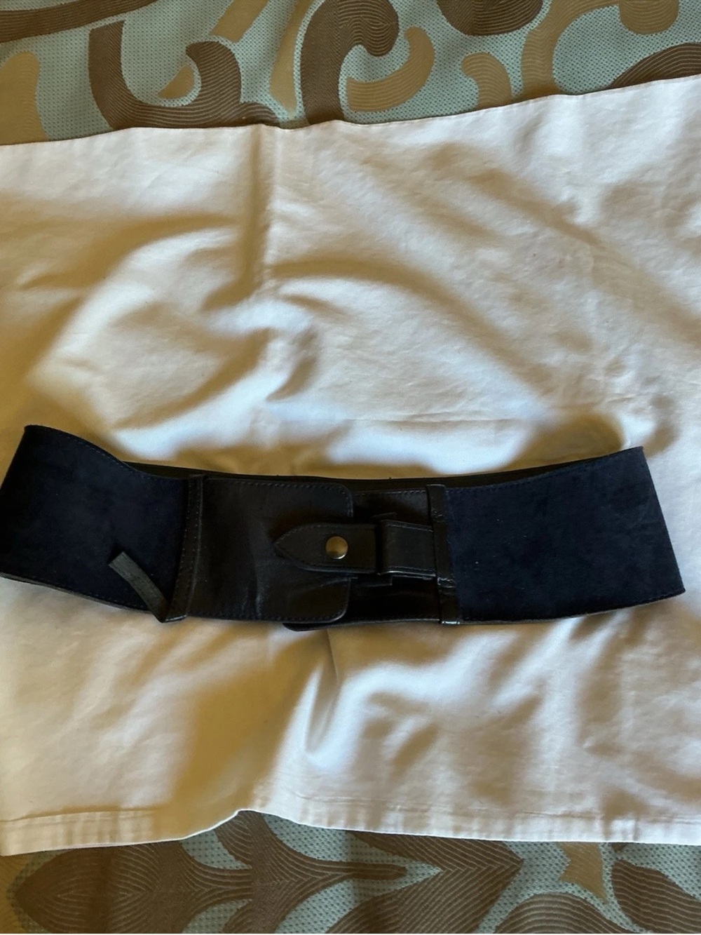 Carel Paris Navy Blue Suede Waist Belt with Leather Buckle